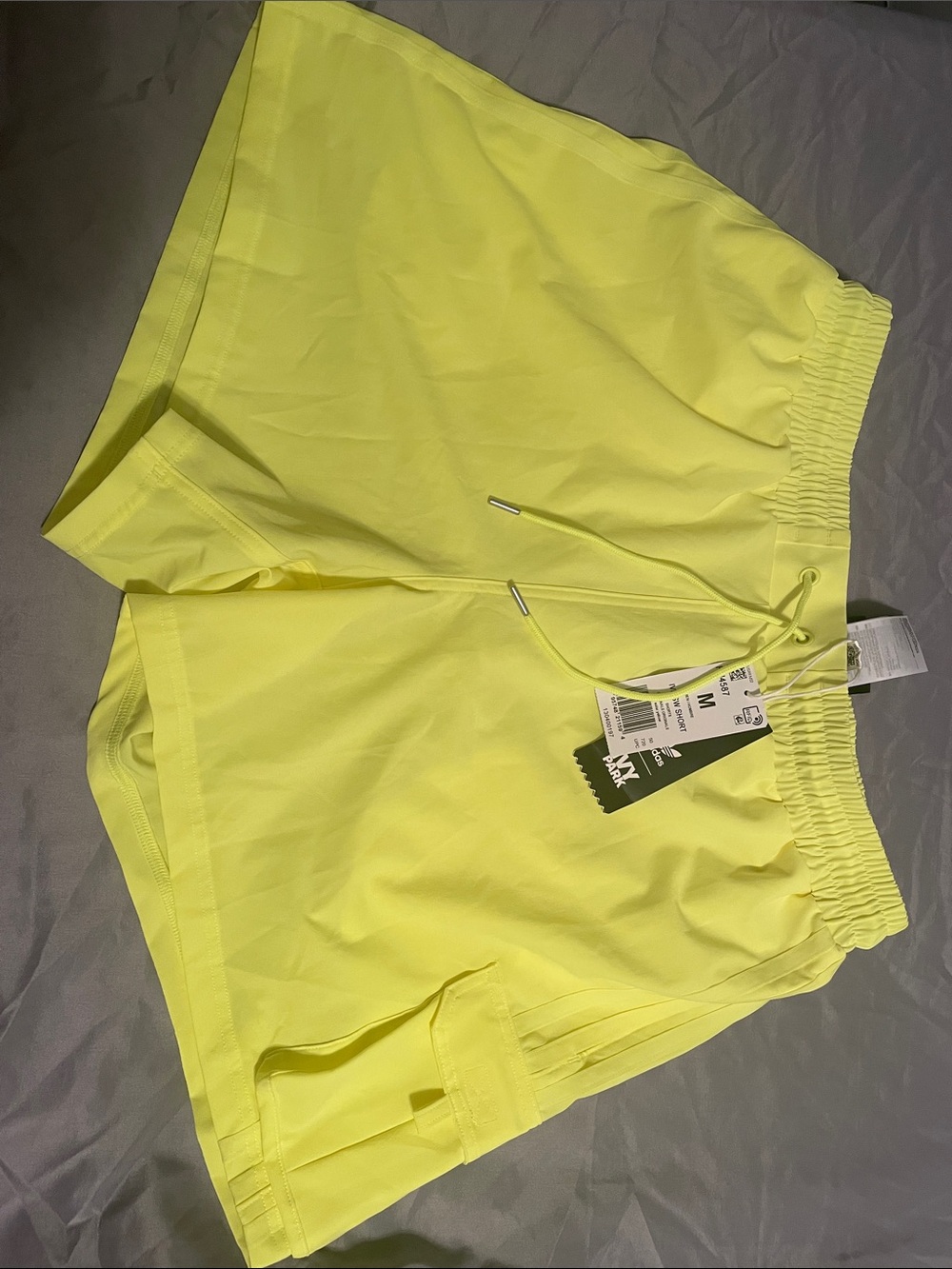 Adidas IVY PARK Neon Yellow Athletic Shorts with Drawstring